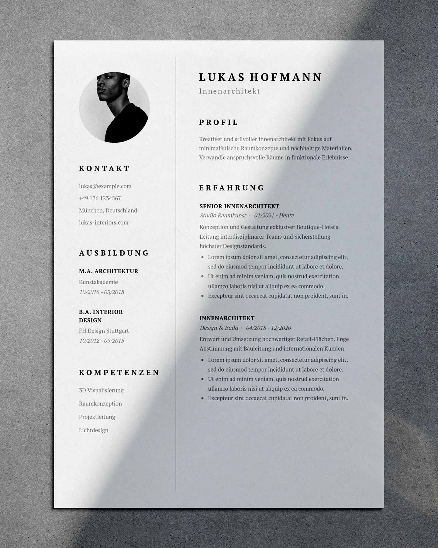 Kreative Lebenslauf Vorlage Ocean für Grafikdesigner